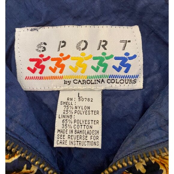 Sport By Carolina Colours Embroidered Jacket Blue Gold Drawstring Large - Picture 3 of 9